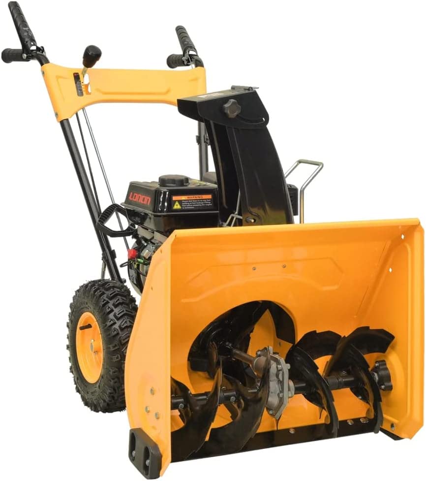 vidaXL Schneefräse 6,5 PS Reversierstarter Benzin Loncin G200F 4 Takt Luftgekühlt Schneeräumer 3,8 kW Schneeschieber Räumbreite 61cm